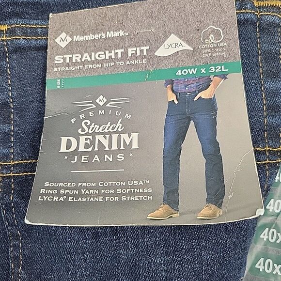 Member's Mark NWT Mens Jeans Size 40x32 Straight Fit Stretch Denim Spot on Leg - Picture 7 of 13